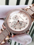 Buy Shop Michael Kors Tibby Chronograph Crystals Rose Gold Dial Rose Gold Steel Strap Watch For Women - MK6826 USA Online