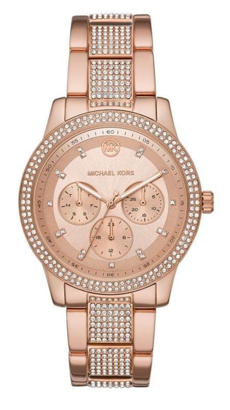 Buy Shop Michael Kors Tibby Chronograph Crystals Rose Gold Dial Rose Gold Steel Strap Watch For Women - MK6826 USA Online