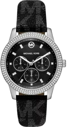 Buy Shop Michael Kors Tibby Chronograph Black Dial Black Leather Strap Watch For Women - MK2976 USA Online