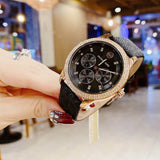 Buy Shop Michael Kors Tibby Multifunction Black Dial Black Leather Strap Watch For Women - MK6968 USA Online