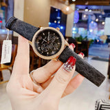 Buy Shop Michael Kors Tibby Multifunction Black Dial Black Leather Strap Watch For Women - MK6968 USA Online