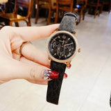 Buy Shop Michael Kors Tibby Multifunction Black Dial Black Leather Strap Watch For Women - MK6968 USA Online