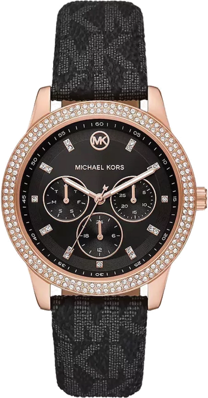 Buy Shop Michael Kors Tibby Multifunction Black Dial Black Leather Strap Watch For Women - MK6968 USA Online
