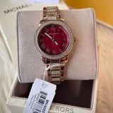 Buy Shop Michael Kors Tibby Multifunction Crystals Maroon Dial Rose Gold Steel Strap Watch for Women - MK4685 USA Online