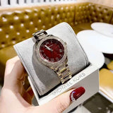 Buy Shop Michael Kors Tibby Multifunction Crystals Maroon Dial Rose Gold Steel Strap Watch for Women - MK4685 USA Online