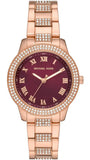 Buy Shop Michael Kors Tibby Multifunction Crystals Maroon Dial Rose Gold Steel Strap Watch for Women - MK4685 USA Online
