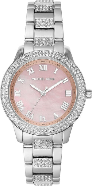 Buy Shop Michael Kors Tibby Multifunction Crystals Pink Dial Silver Steel Strap Watch for Women - MK4686 USA Online
