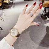 Buy Shop Michael Kors Tibby Multifunction Gold Dial Brown Leather Strap Watch For Women - MK6966 USA Online