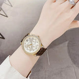 Buy Shop Michael Kors Tibby Multifunction Gold Dial Brown Leather Strap Watch For Women - MK6966 USA Online