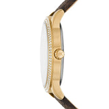 Buy Shop Michael Kors Tibby Multifunction Gold Dial Brown Leather Strap Watch For Women - MK6966 USA Online