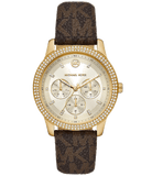 Buy Shop Michael Kors Tibby Multifunction Gold Dial Brown Leather Strap Watch For Women - MK6966 USA Online