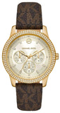 Buy Shop Michael Kors Tibby Multifunction Gold Dial Brown Leather Strap Watch For Women - MK6966 USA Online