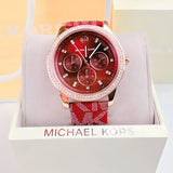 Buy Shop Michael Kors Tibby Multifunction Red Dial Red Leather Strap Watch For Women - MK2967 USA Online
