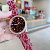 Buy Shop Michael Kors Tibby Multifunction Red Dial Red Leather Strap Watch For Women - MK2967 USA Online