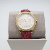 Buy Shop Michael Kors Tibby Multifunction Silver Dial Red Leather Strap Watch For Women - MK2975 USA Online