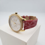 Buy Shop Michael Kors Tibby Multifunction Silver Dial Red Leather Strap Watch For Women - MK2975 USA Online