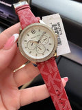 Buy Shop Michael Kors Tibby Multifunction Silver Dial Red Leather Strap Watch For Women - MK2975 USA Online