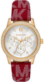 Buy Shop Michael Kors Tibby Multifunction Silver Dial Red Leather Strap Watch For Women - MK2975 USA Online