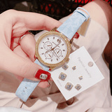 Buy Shop Michael Kors Tibby Multifunction Silver Dial White Leather Strap Watch For Women - MK6967 USA Online