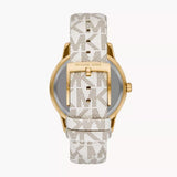 Buy Shop Michael Kors Tibby Multifunction Silver Dial White Leather Strap Watch For Women - MK6967 USA Online