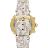 Buy Shop Michael Kors Tibby Multifunction Silver Dial White Leather Strap Watch For Women - MK6967 USA Online