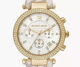 Buy Shop Michael Kors Tibby Multifunction Silver Dial White Leather Strap Watch For Women - MK6967 USA Online