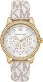 Buy Shop Michael Kors Tibby Multifunction Silver Dial White Leather Strap Watch For Women - MK6967 USA Online