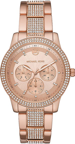 Buy Shop Michael Kors Tibby Chronograph Crystals Rose Gold Dial Rose Gold Steel Strap Watch For Women - MK6826 USA Online