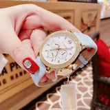 Buy Shop Michael Kors Tibby Multifunction White Dial Blue Leather Strap Watch For Women - MK2965 USA Online