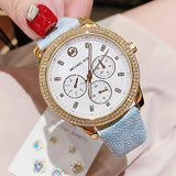 Buy Shop Michael Kors Tibby Multifunction White Dial Blue Leather Strap Watch For Women - MK2965 USA Online