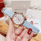 Buy Shop Michael Kors Tibby Multifunction White Dial Blue Leather Strap Watch For Women - MK2965 USA Online