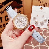 Buy Shop Michael Kors Tibby Multifunction White Dial Blue Leather Strap Watch For Women - MK2965 USA Online