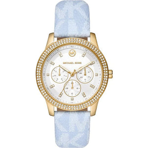 Buy Shop Michael Kors Tibby Multifunction White Dial Blue Leather Strap Watch For Women - MK2965 USA Online