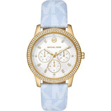 Buy Shop Michael Kors Tibby Multifunction White Dial Blue Leather Strap Watch For Women - MK2965 USA Online