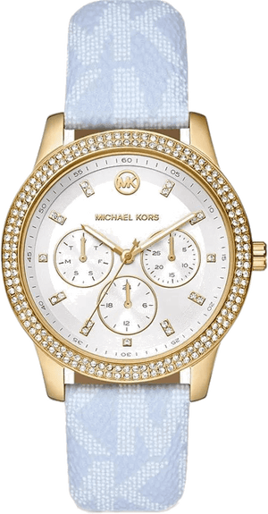 Buy Shop Michael Kors Tibby Multifunction White Dial Blue Leather Strap Watch For Women - MK2965 USA Online