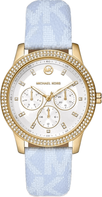 Buy Shop Michael Kors Tibby Multifunction White Dial Blue Leather Strap Watch For Women - MK2965 USA Online