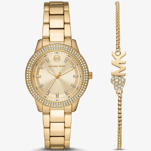 Buy Shop Michael Kors Tibby Pave Gold Dial Gold Steel Strap Watch for Women - MK1057 USA Online
