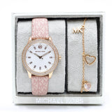 Buy Shop Michael Kors Tibby Silver Dial Pink Leather Strap Watch for Women - MK1050 USA Online