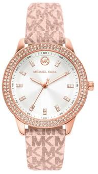 Buy Shop Michael Kors Tibby Silver Dial Pink Leather Strap Watch for Women - MK1050 USA Online