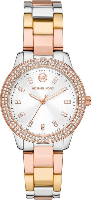 Buy Shop Michael Kors Tibby Three Hand Crystals Silver Dial Two Tone Steel Strap Watch for Women - MK4576 USA Online
