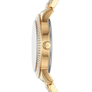 Buy Shop Michael Kors Tibby Three-Hand Glitz Gold Dial Gold Steel Strap Watch for Women - MK4575 USA Online
