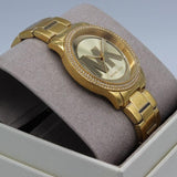 Buy Shop Michael Kors Tibby Three Hand Gold Dial Gold Steel Strap Watch For Women - MK6879 USA Online