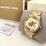 Buy Shop Michael Kors Tibby Three Hand Gold Dial Gold Steel Strap Watch For Women - MK6879 USA Online