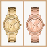 Buy Shop Michael Kors Tibby Three Hand Gold Dial Gold Steel Strap Watch For Women - MK6879 USA Online