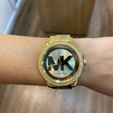 Buy Shop Michael Kors Tibby Three Hand Gold Dial Gold Steel Strap Watch For Women - MK6879 USA Online