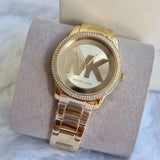 Buy Shop Michael Kors Tibby Three Hand Gold Dial Gold Steel Strap Watch For Women - MK6879 USA Online