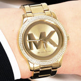Buy Shop Michael Kors Tibby Three Hand Gold Dial Gold Steel Strap Watch For Women - MK6879 USA Online
