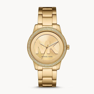 Buy Shop Michael Kors Tibby Three Hand Gold Dial Gold Steel Strap Watch For Women - MK6879 USA Online