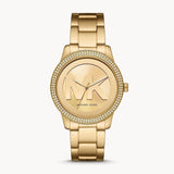 Buy Shop Michael Kors Tibby Three Hand Gold Dial Gold Steel Strap Watch For Women - MK6879 USA Online