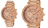Buy Shop Michael Kors Uptown Glam Parker Chronograph Rose Gold Dial Steel Strap Watch for Women - MK5663 USA Online